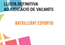 Publicació llista definitiva Batxillerat Esportiu